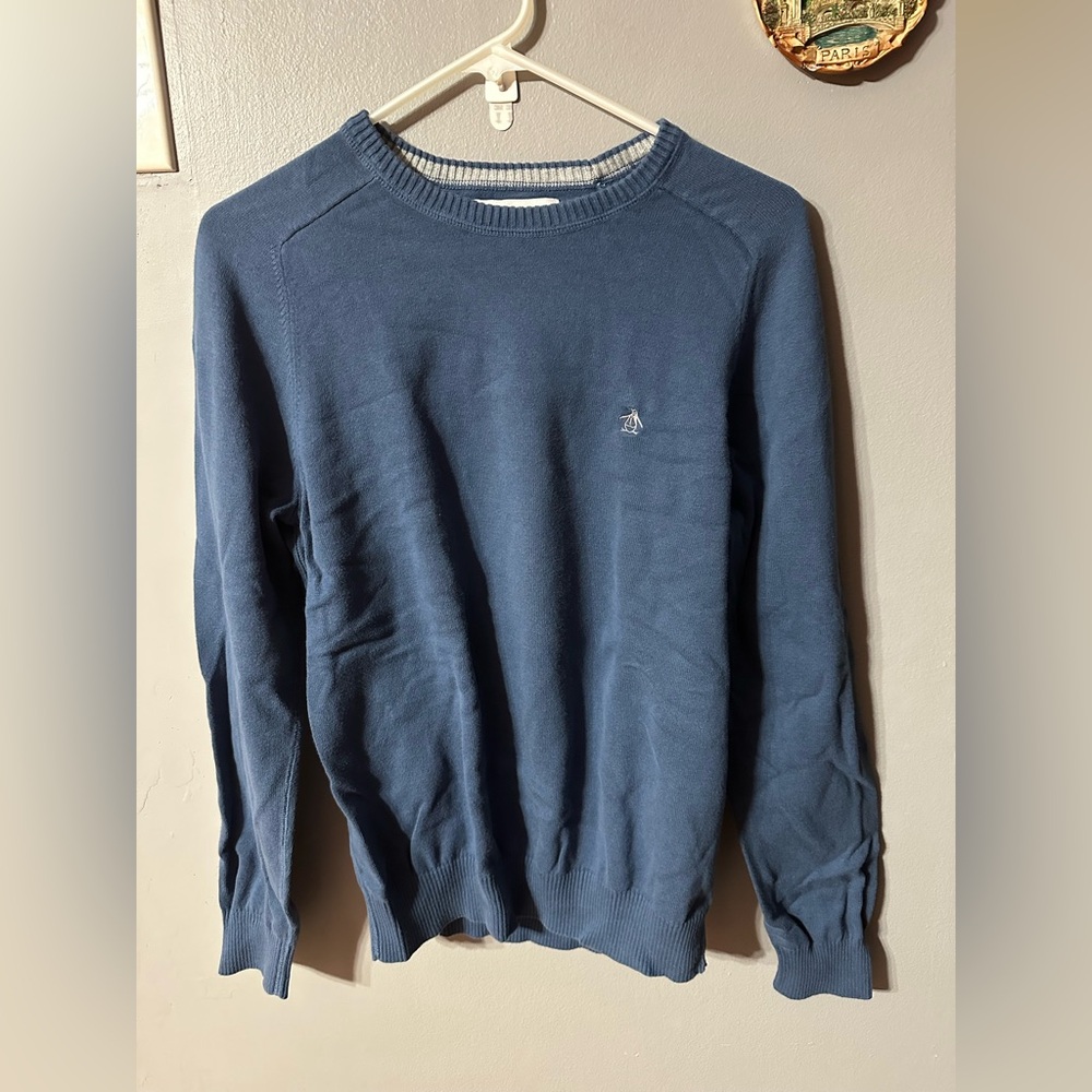 🐧 Vintage Original Penguin Sweater Men’s Medium Blue Crewneck Logo Knit